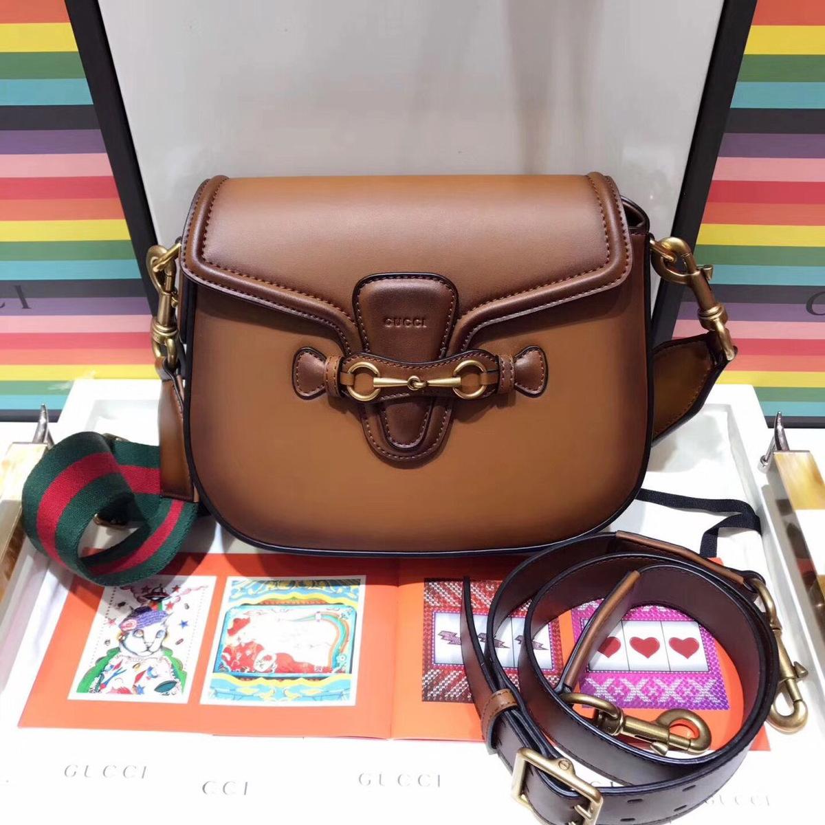 Gvc*1 lady web bag dark brown 25cmx16cmx17cm