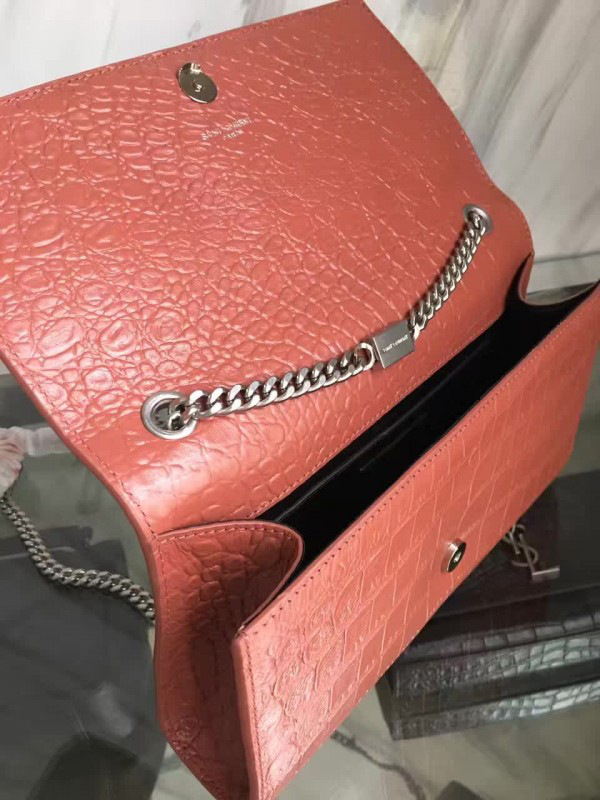 Y51 monogram kate silver tassel in embossed crocodile shiny leather 5046 24cm x 14.5cm x 5.5cm