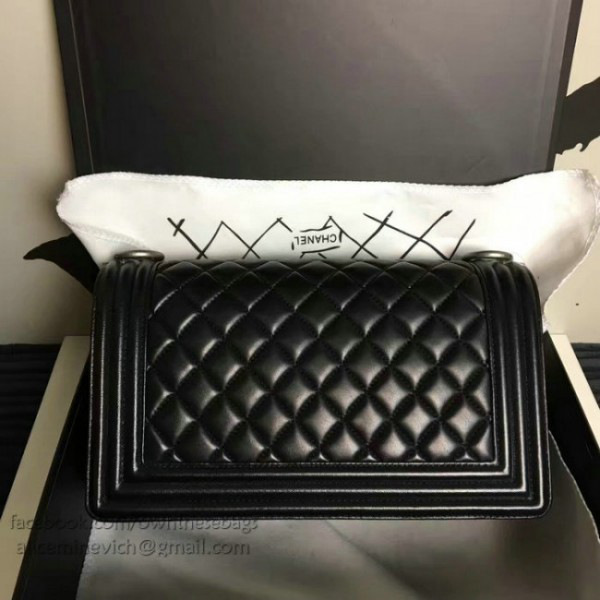 Ch**el medium caviar quilted lambskin boy bag black
