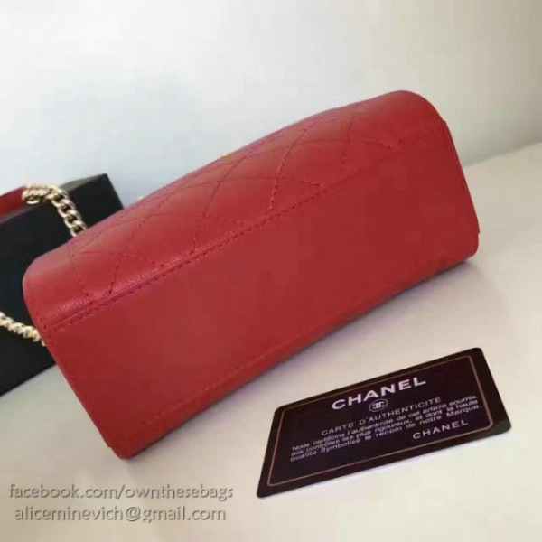 Ch**el small label click leather shopping bag red