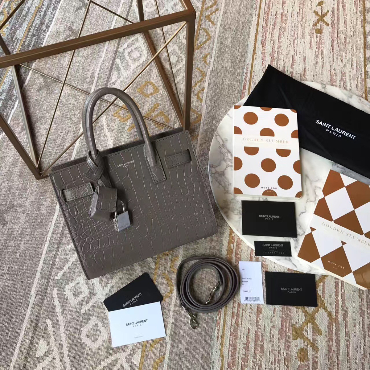 Y51 sac de jour crocodile embossed leather 4918 22cm x 18cm x 11cm