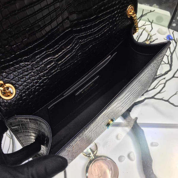 Y51 monogram- kate gold tassel in embossed crocodile shiny leather 5056 24cm x 15cm x 5cm