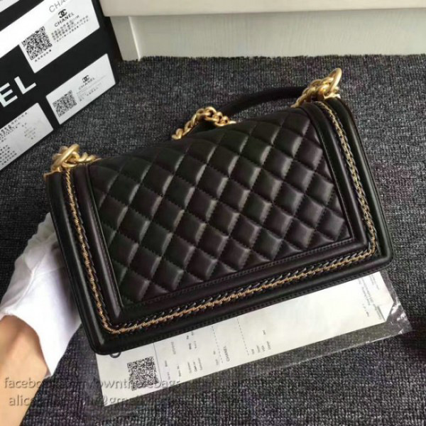 Ch**el lambskin medium boy bag a67086 black