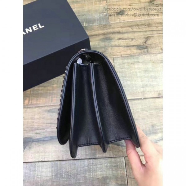Ch**el calflskin flap bag black