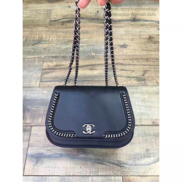 Ch**el calflskin flap bag black