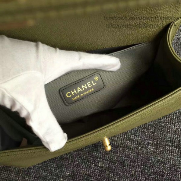 Ch**el quilted caviar medium boy bag green  25 x 14.5 x 8 cm