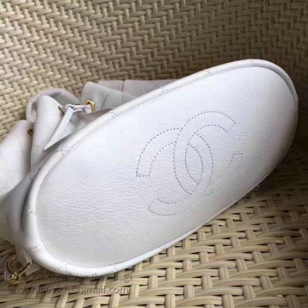 Ch**el calfskin gold-tone metal backpack white