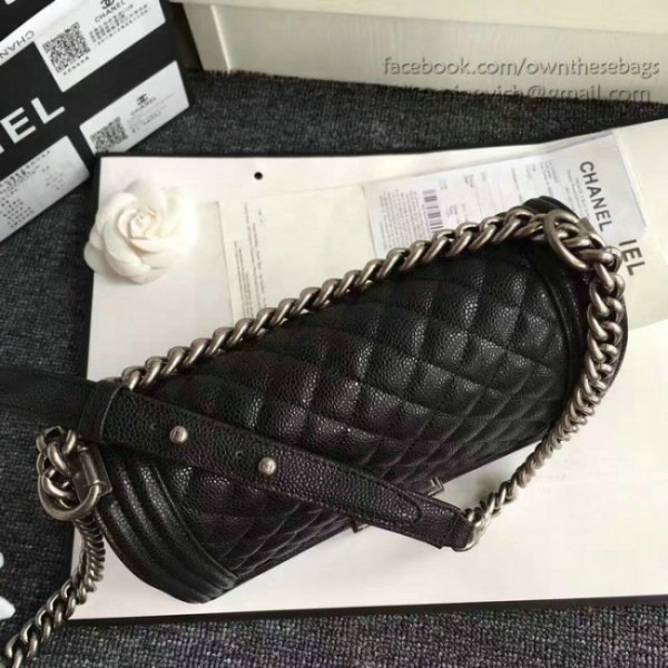 Ch**el quilted caviar medium boy bag black
