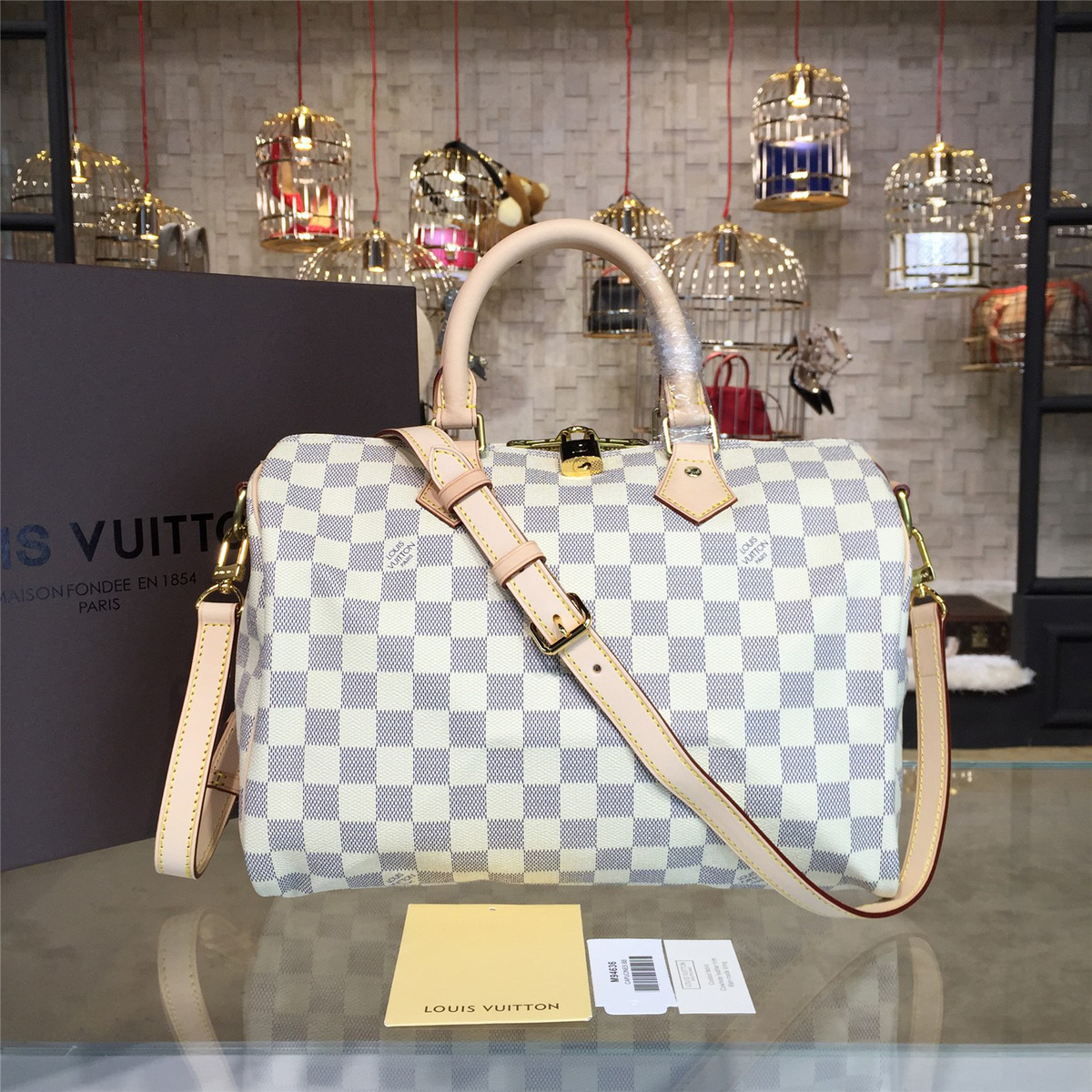 l0vis Vvtt0n speedy bandoulière 30 damier azur canvas _30cm x 21cm x 17cm