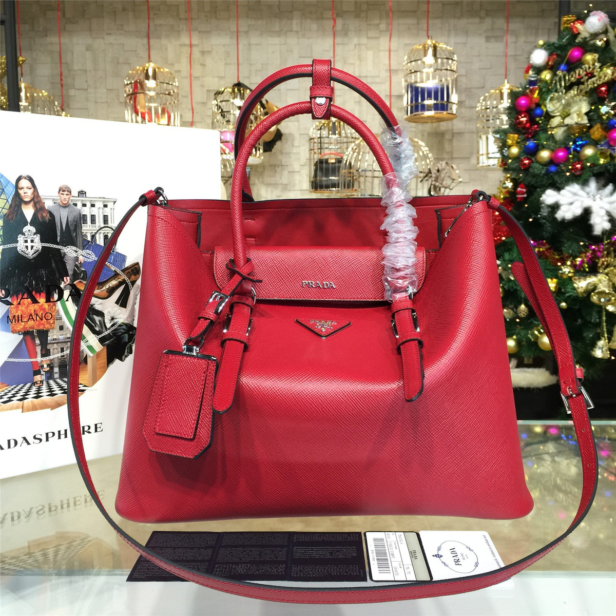 Pra*a double bag 4164 34.5cm x 16.5cm x 26.5cm