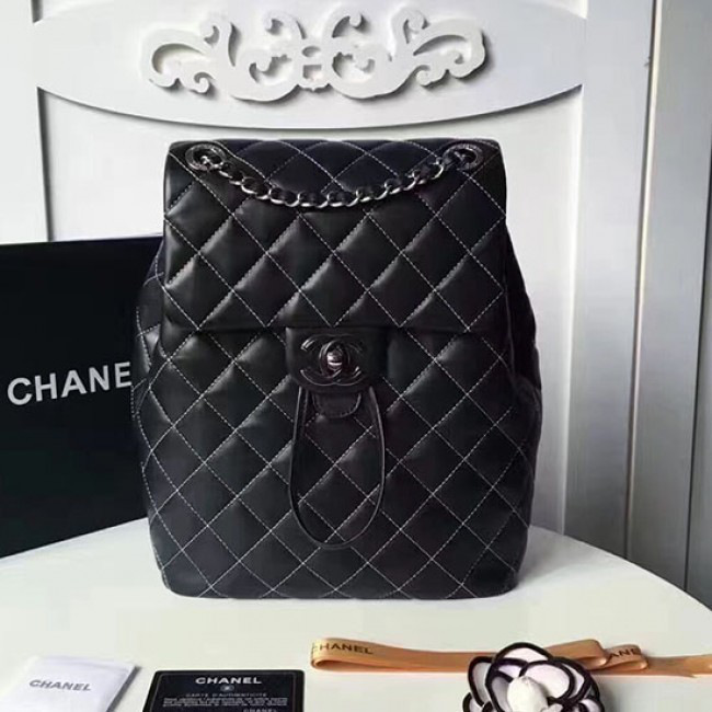 Ch**el caviar quilted lambskin backpack black
