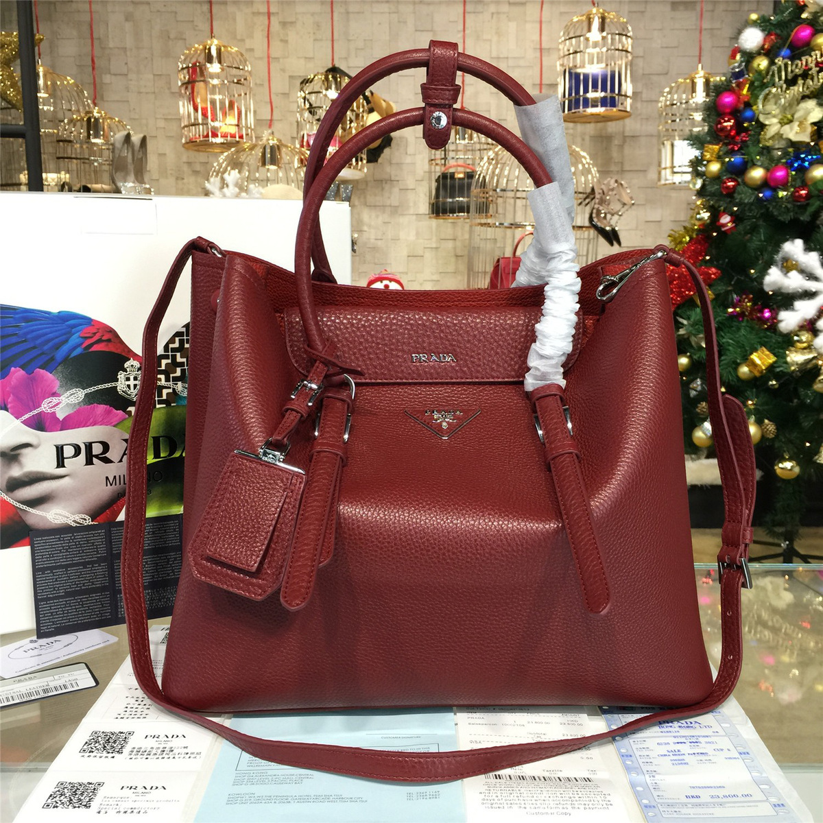 Pra*a double bag 4176  34.5cm x 17cm x 29.7cm