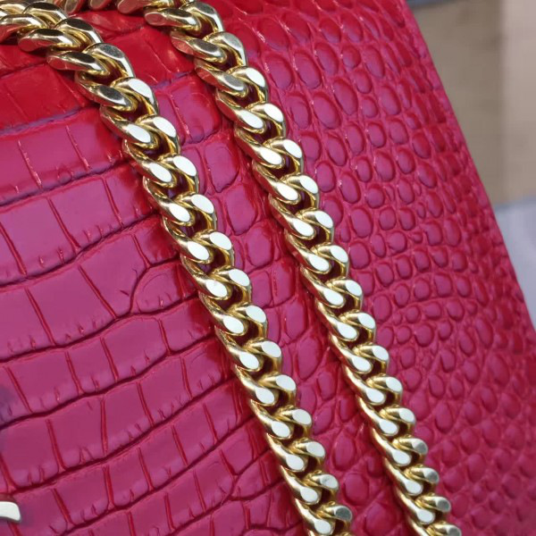 Y51 monogram kate crocodile embossed shiny leather red cohotbag 4763