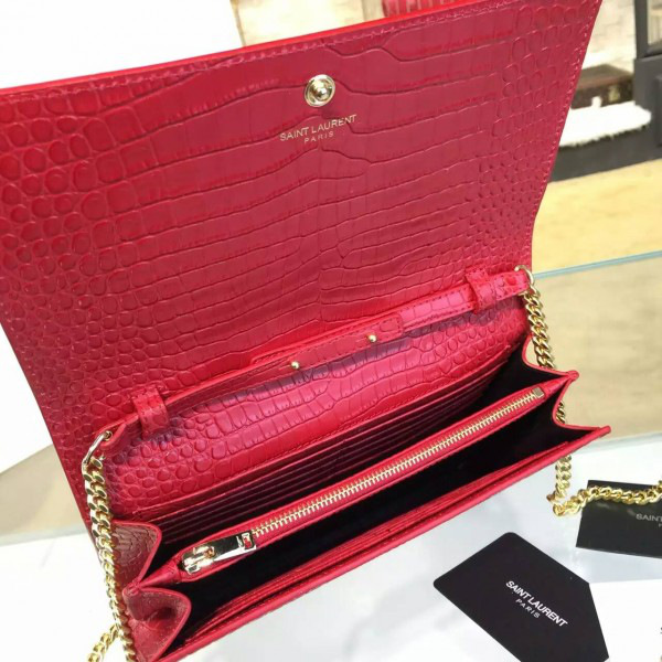 Y51 monogram kate crocodile embossed shiny leather red cohotbag 4763