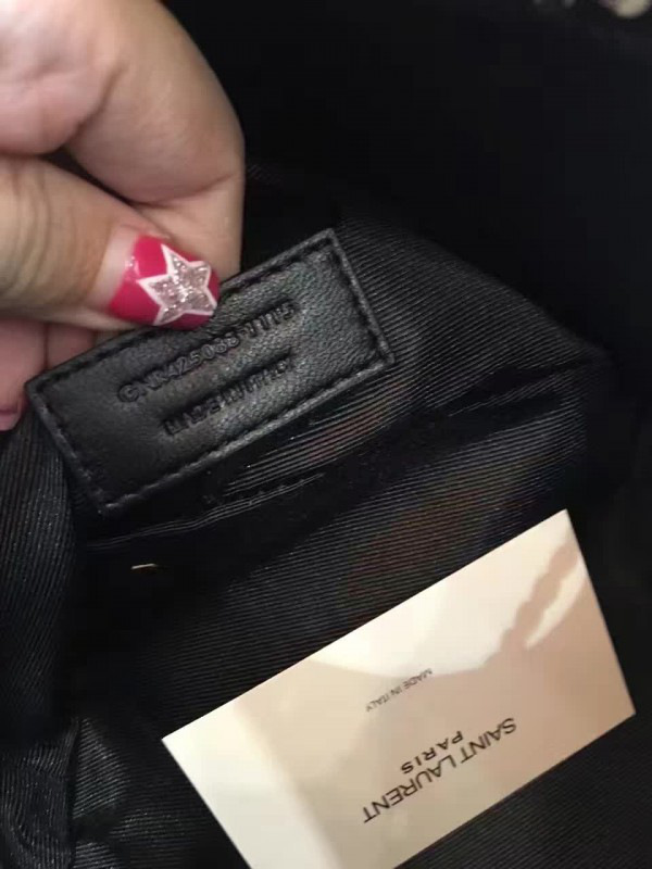 Y51 crocodile embossed leathe bucket bag black 5136 16cm x 16cm x 12cm