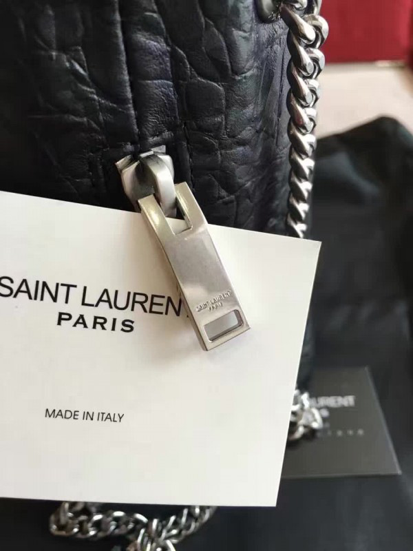 Y51 crocodile embossed leathe bucket bag black 5136 16cm x 16cm x 12cm