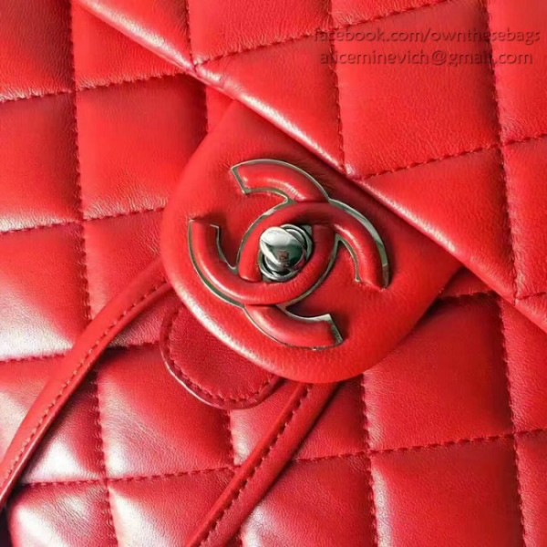 Ch**el caviar quilted lambskin backpack red