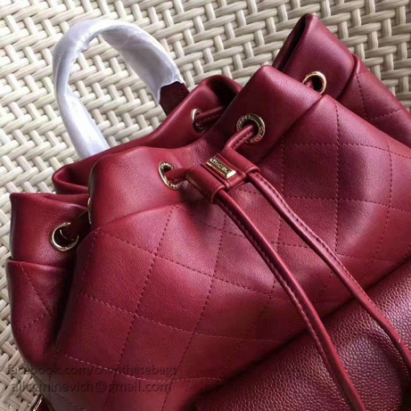 Ch**el calfskin and caviar backpack burgundy