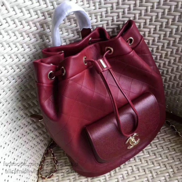Ch**el calfskin and caviar backpack burgundy
