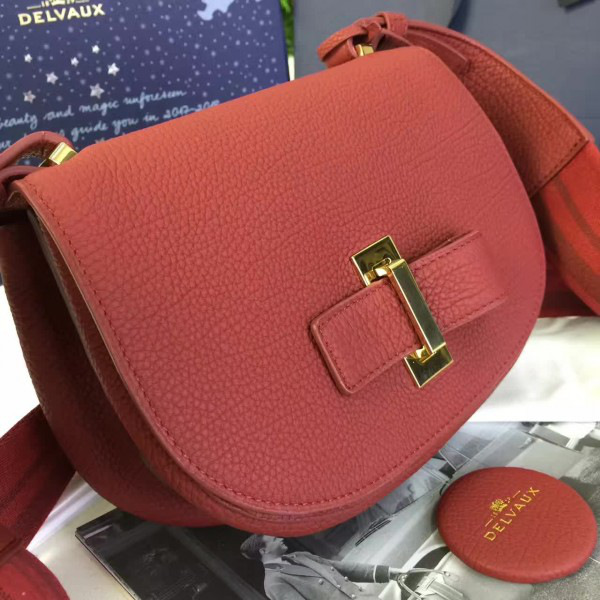 Delvaux calfskin mini le mutin saddle bag red 1501 20cm x 7.5cm x 16cm