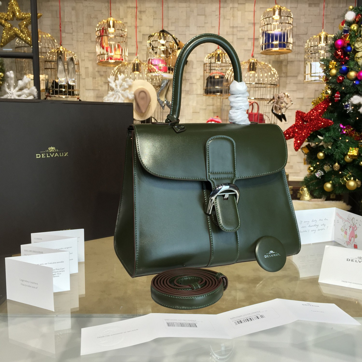 Delvaux mm brillant satchel green 1505 28cm x 11cm x 22cm