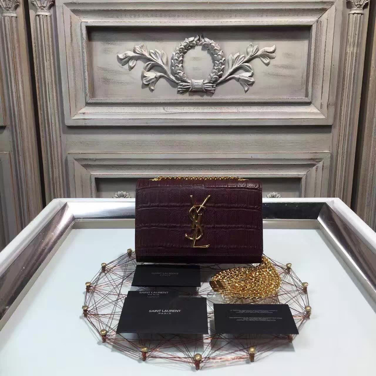 Y51 monogram kate in embossed crocodile shiny leather cohotbag 4974