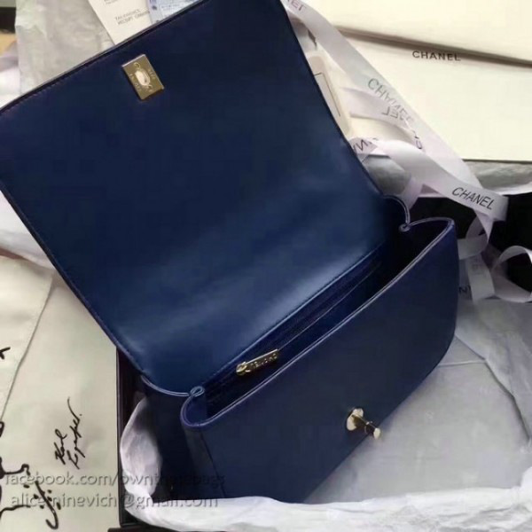 Ch**el caviar quilted lambskin flap bag with top handle blue