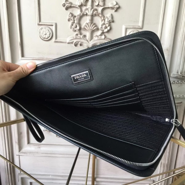 Pra*a leather clutch bag 4277 33cm x 2.5cm x 24cm