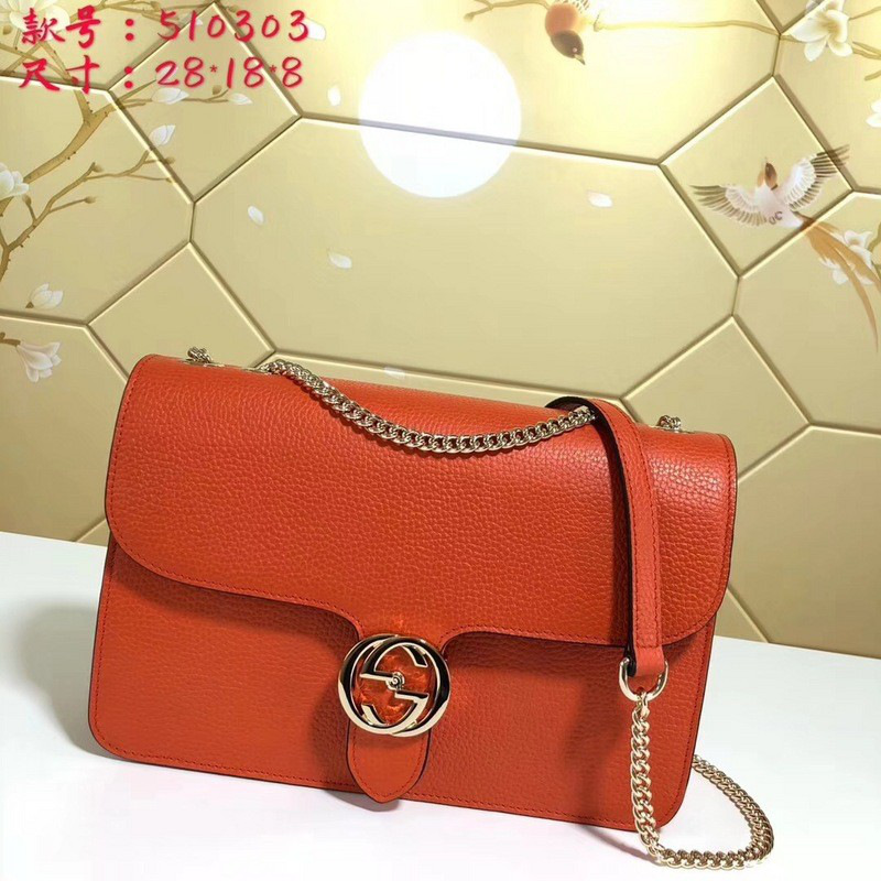 Gvc*1 gg flap shoulder bag on chain orange cohotbag 510303