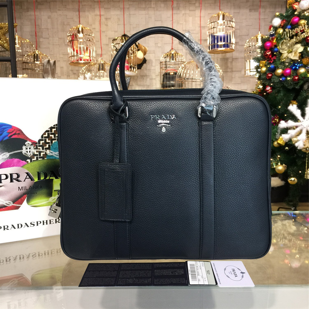 Pra*a leather briefcase 4212 36.5cm x 9cm x 28.5cm