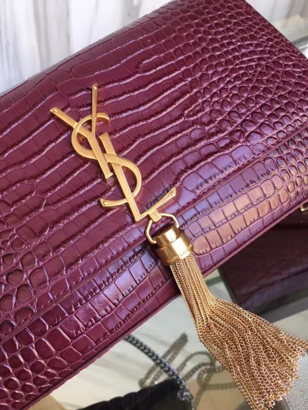 Y51 monogram kate gold tassel in embossed crocodile shiny leather 5042 24cm x 14.5cm x 5.5cm