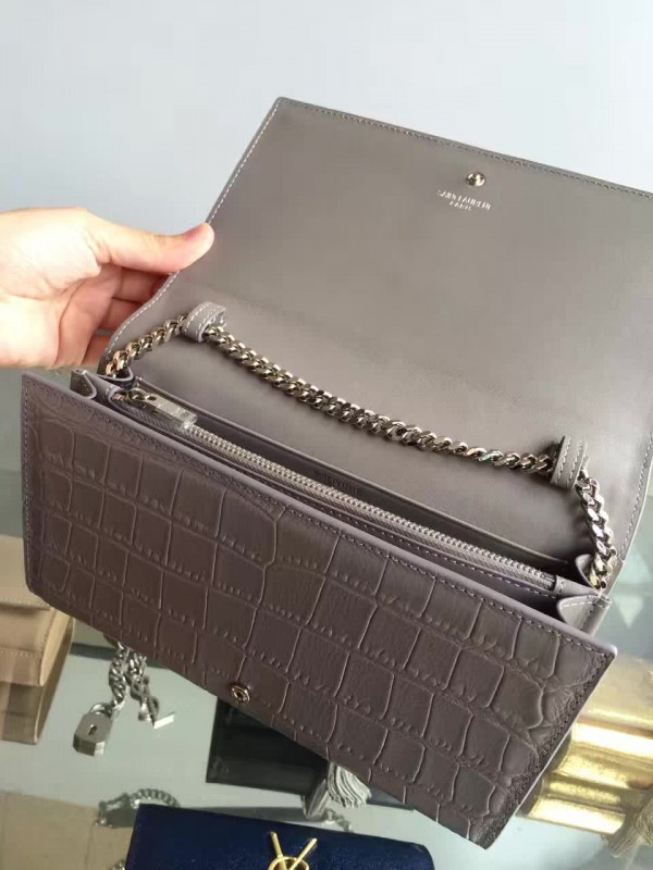 Y51 monogram kate in shiny crocodile-embossed leather 5036 22.5cm x 14cm x 4cm