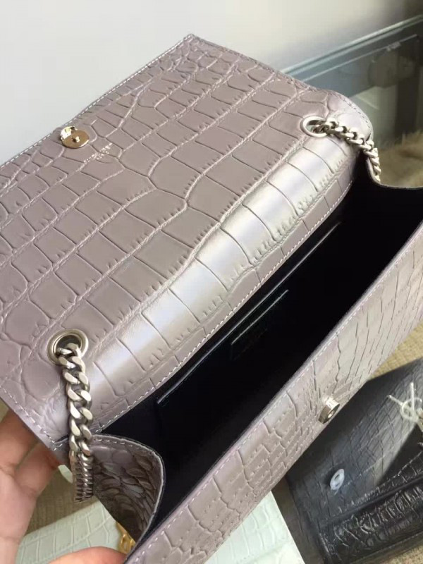 Y51 monogram kate silver tassel in embossed crocodile shiny leather 5038 24cm x 14.5cm x 5.5cm