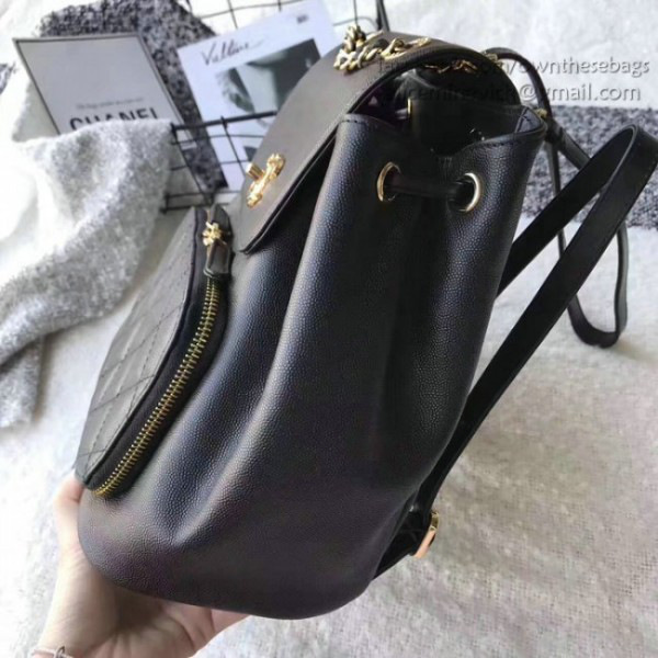 Ch**el grained calfskin gold-tone metal backpack black