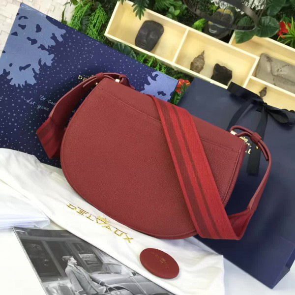 Delvaux calfskin le mutin saddle bag red 1481 29cm x 4cm x 22cm