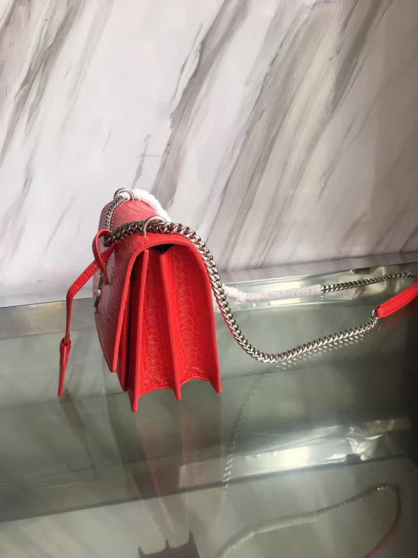 Y51 medium sunset bag crocodile embossed shiny leather 4853 22cm x 16cm x 8cm