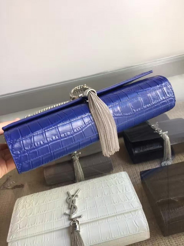 Y51 monogram kate silver tassel in embossed crocodile shiny leather 5041 24cm x 14.5cm x 5.5cm