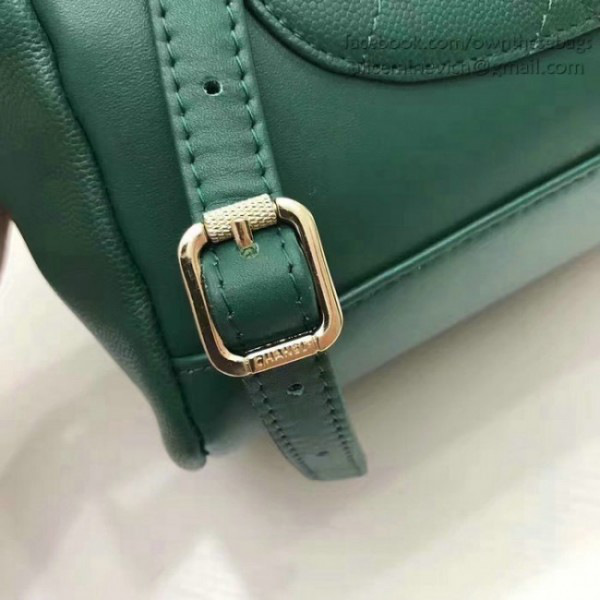 Ch**el grained calfskin gold-tone metal backpack green