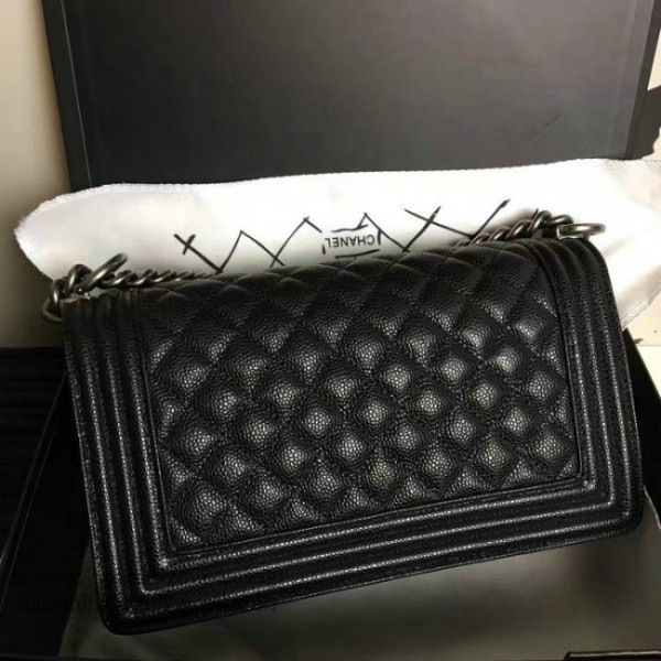 Ch**el medium quilted caviar black silver a13043