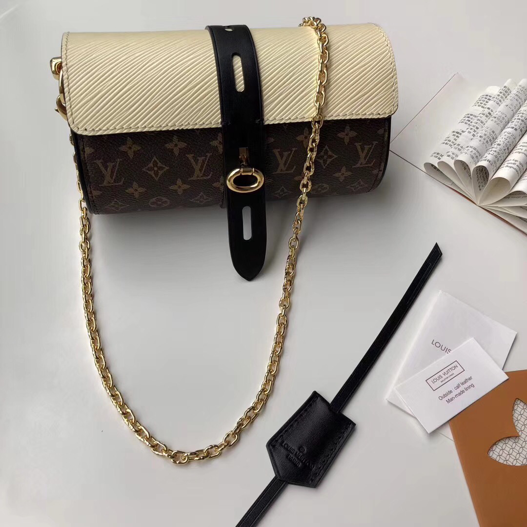 Lv original single new diagonal chain bag m44158 white 18.5CM