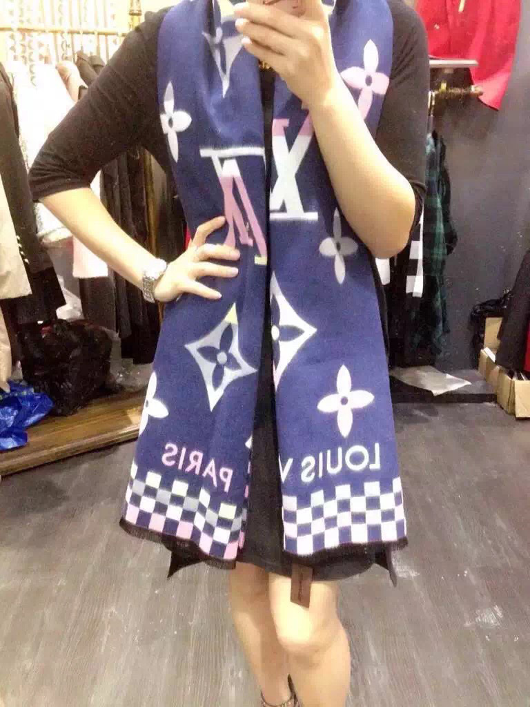 Lv cashmere long scarf a10 blue