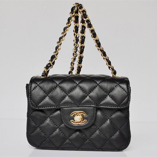 Ch**el lambskin leather flap bag with gold hardware black 17.5*12.5*7cm