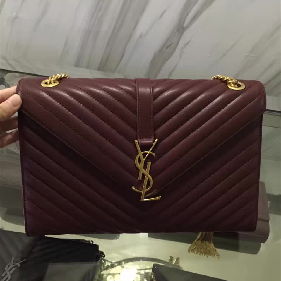 Y51 gold monogram college wine red 5082 31cm x 22cm x 7.5cm