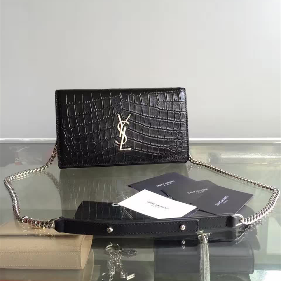Y51 monogram kate crocodile embossed shiny leather 5028  22.5cm x 14cm x 4cm