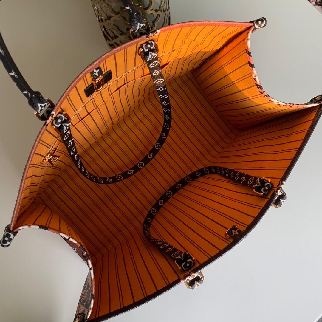 Lv monogram giant on the go tote bag black and khaki 41 cm