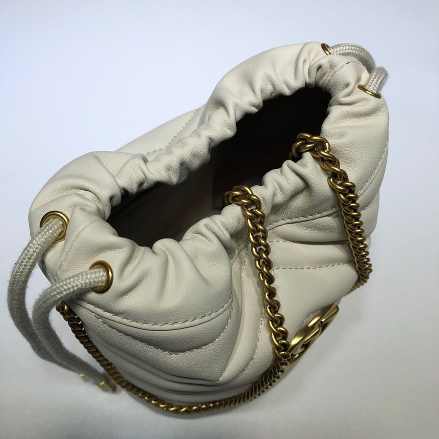 Gvc*1 white gg marmont gold vuckle leather