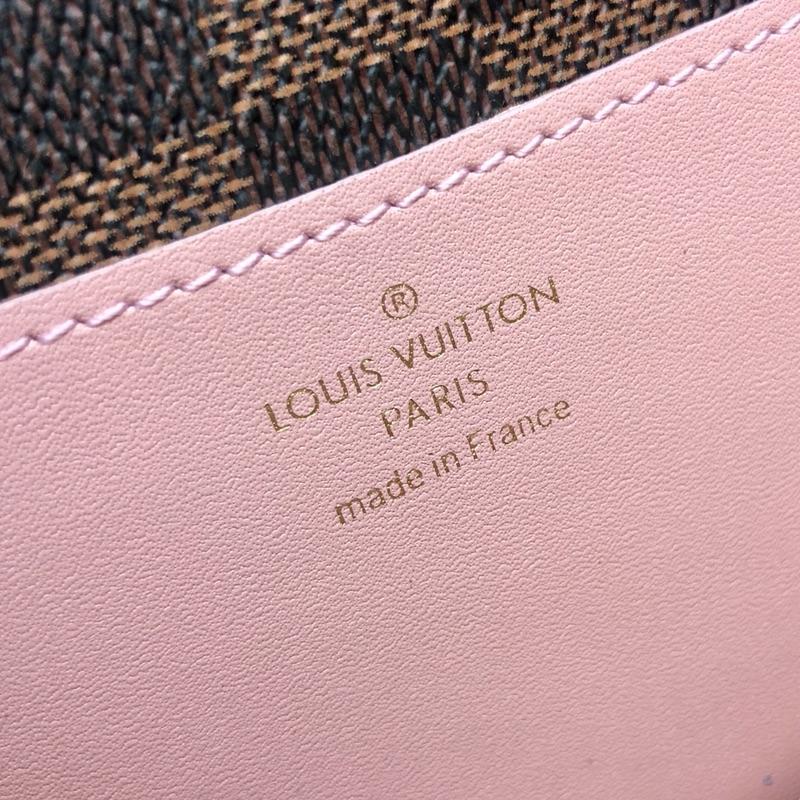 Lv croisette wallet damier canvas wallet detachable metal chain ponk_19.0 x 10.5 x 2.5 cm