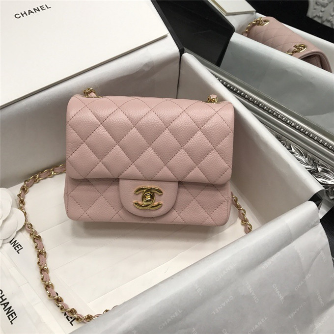 Ch**el caviar classic fiap handbag pink gold 17cm