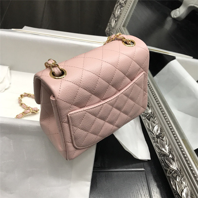 Ch**el caviar classic fiap handbag pink gold 17cm