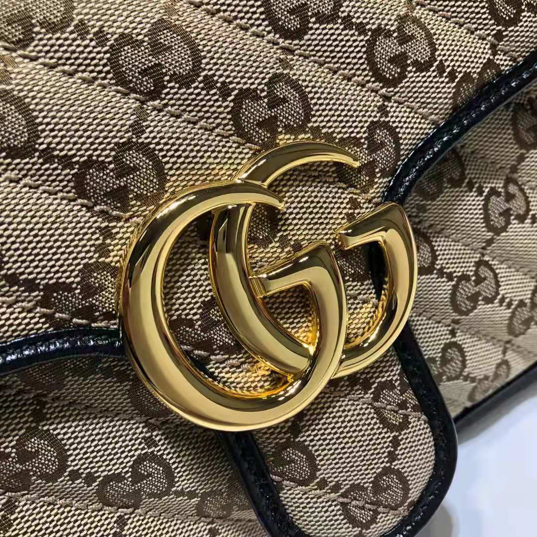 Gvc*1 gg marmont small shoulder beige ebony gg